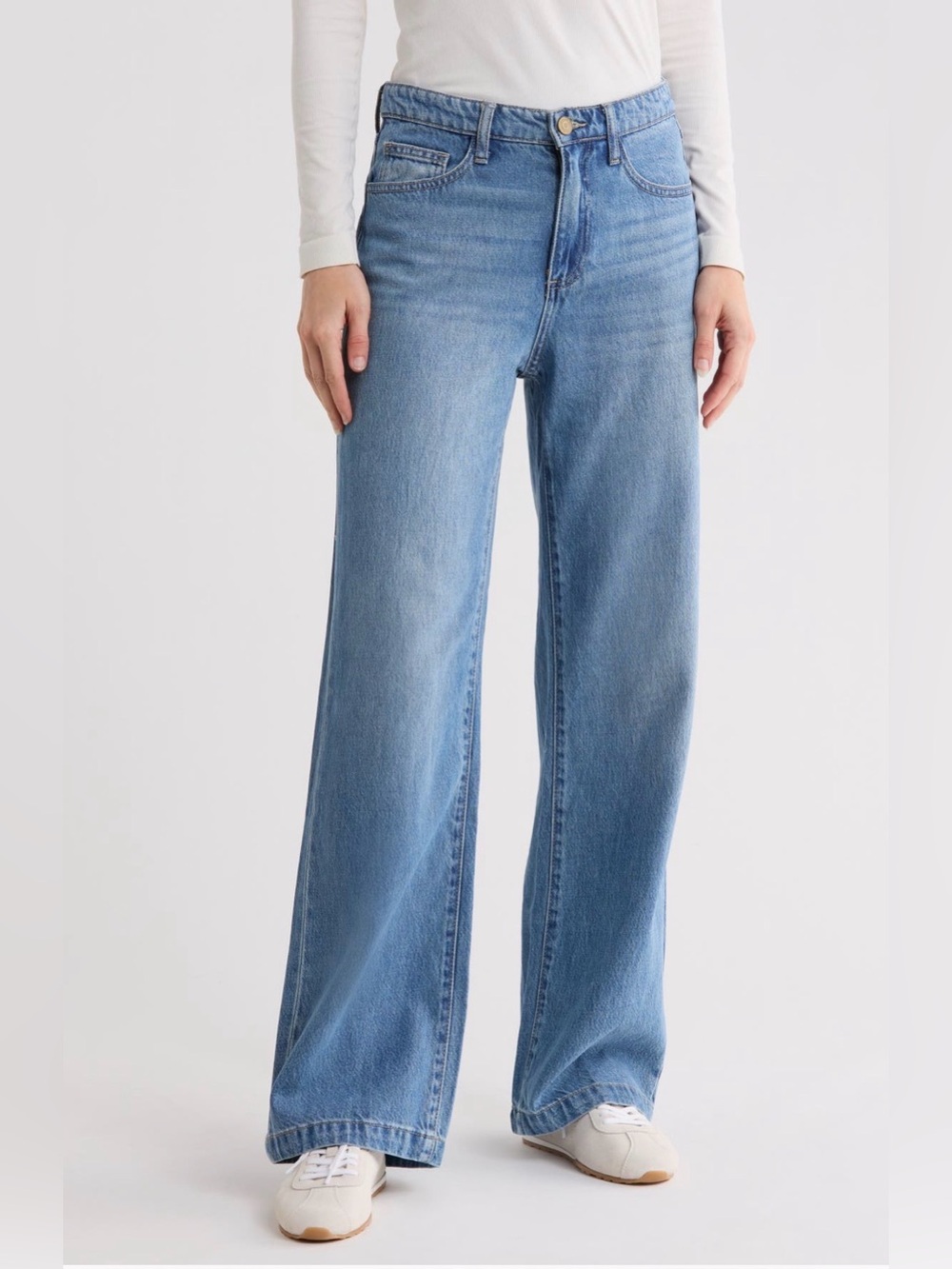 Joie Light Blue High-Rise Wide-Leg Jeans